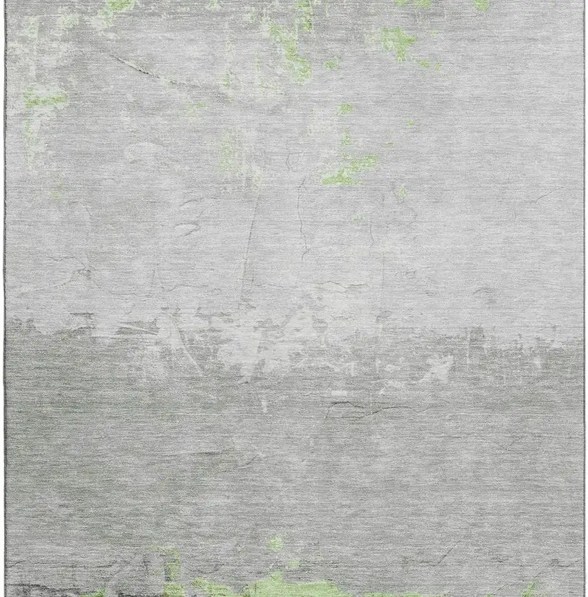Artichoke Green And Gray Abstract Washable Area Rug With UV Protection Photo 3