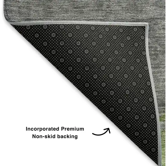 Artichoke Green And Gray Abstract Washable Area Rug With UV Protection Photo 7