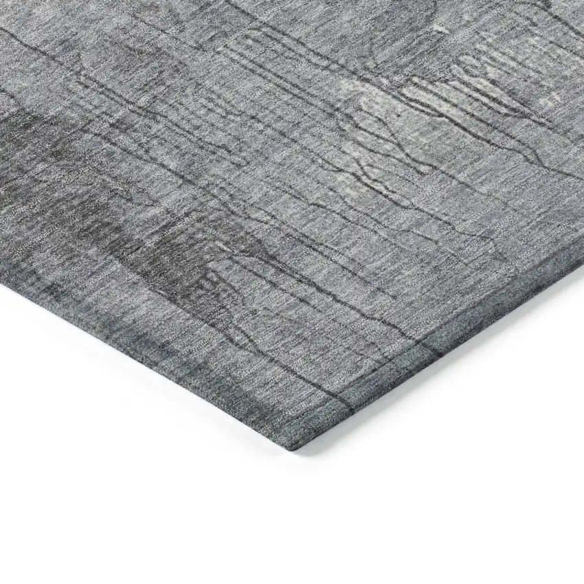 Artichoke Green And Gray Abstract Washable Indoor Outdoor Area Rug Photo 9