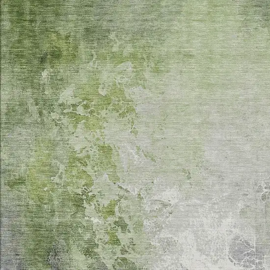 Artichoke Green And Gray Abstract Washable Indoor Outdoor Area Rug Photo 4
