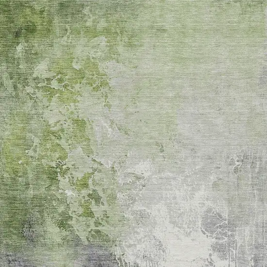 Artichoke Green And Gray Abstract Washable Indoor Outdoor Area Rug Photo 4