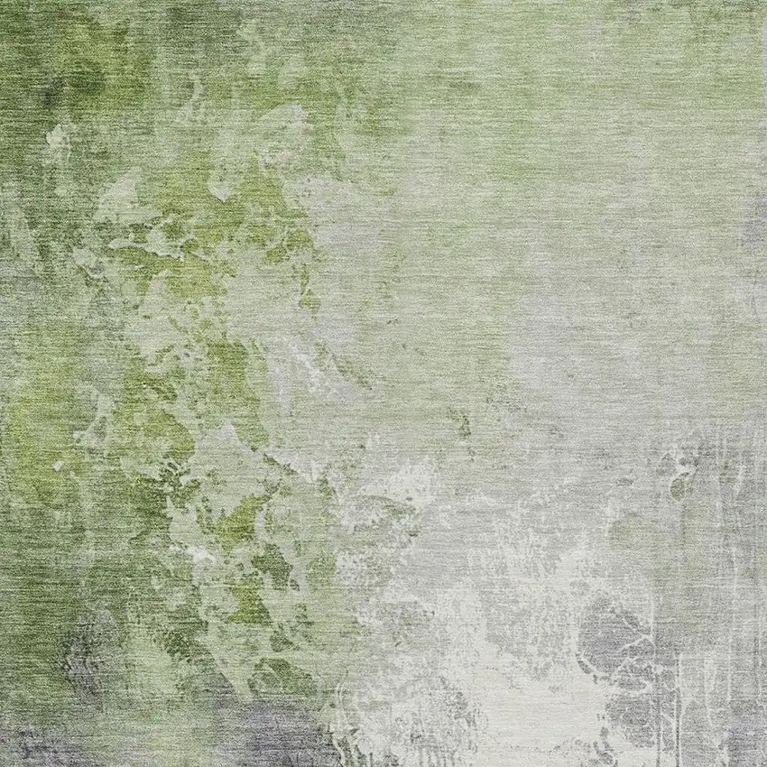 Artichoke Green And Gray Abstract Washable Indoor Outdoor Area Rug Photo 4