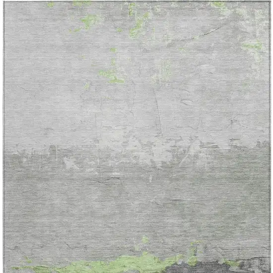 Artichoke Green And Gray Abstract Washable Indoor Outdoor Area Rug Photo 3