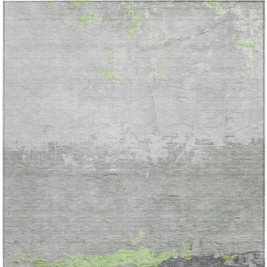 Artichoke Green And Gray Abstract Washable Indoor Outdoor Area Rug Photo 3