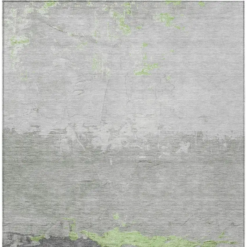 Artichoke Green And Gray Abstract Washable Indoor Outdoor Area Rug Photo 9
