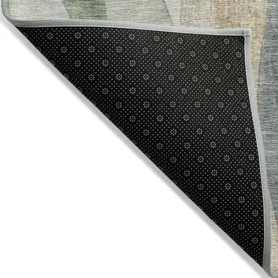 Artichoke Green And Gray Abstract Washable Indoor Outdoor Area Rug Photo 6