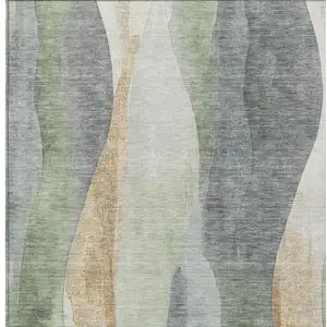 Photo of Artichoke Green And Gray Abstract Washable Indoor Outdoor Area Rug