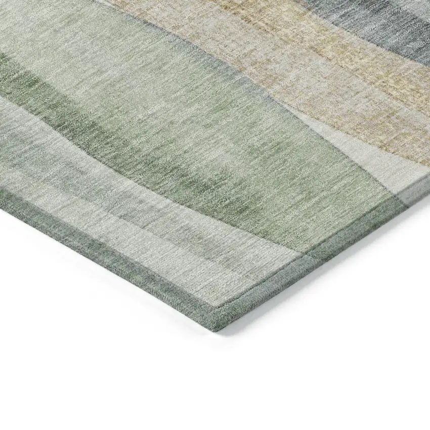 Artichoke Green And Gray Abstract Washable Indoor Outdoor Area Rug Photo 8