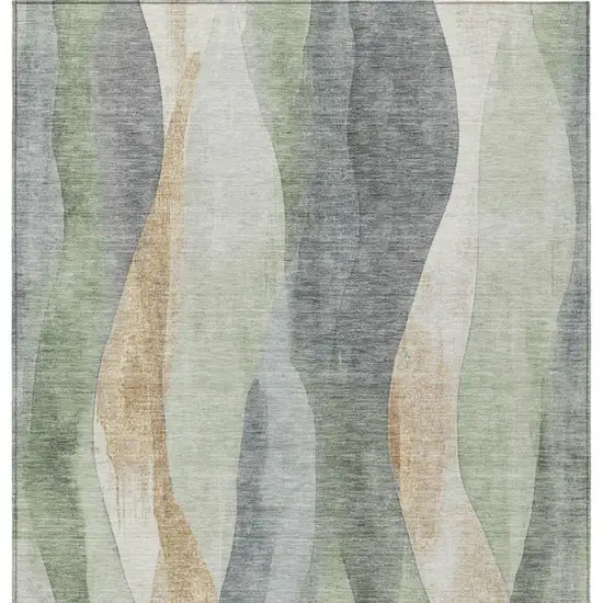 Artichoke Green And Gray Abstract Washable Indoor Outdoor Area Rug Photo 9