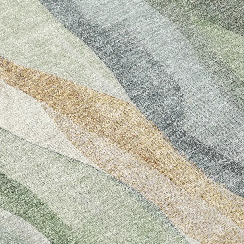 Artichoke Green And Gray Abstract Washable Indoor Outdoor Area Rug Photo 7