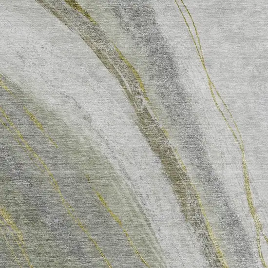 Artichoke Green And Gray Abstract Washable Indoor Outdoor Area Rug Photo 3