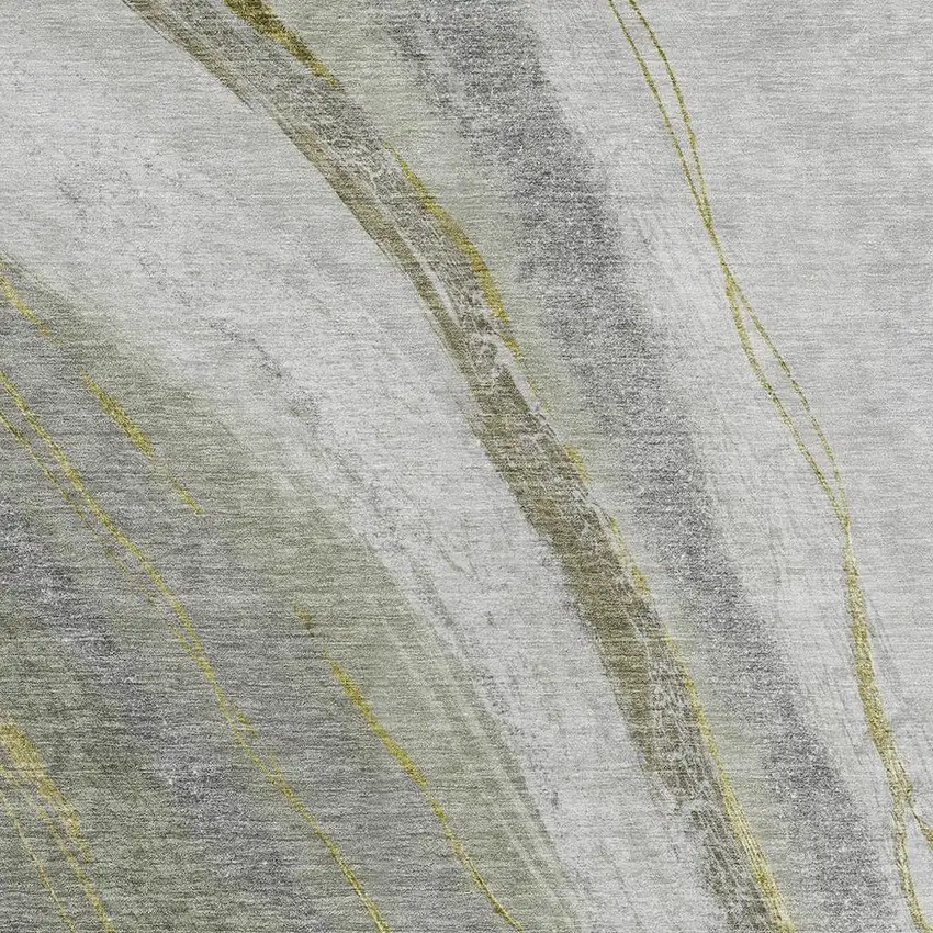 Artichoke Green And Gray Abstract Washable Indoor Outdoor Area Rug Photo 3