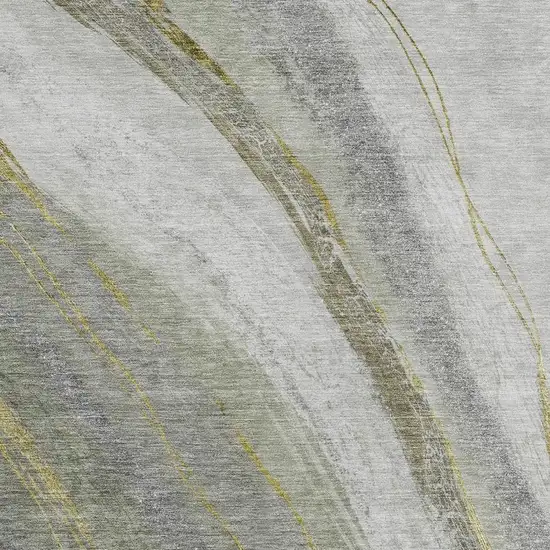 Artichoke Green And Gray Abstract Washable Indoor Outdoor Area Rug Photo 3