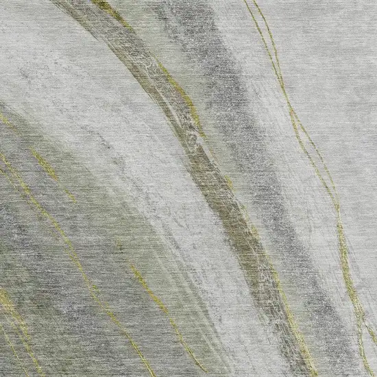 Artichoke Green And Gray Abstract Washable Indoor Outdoor Area Rug Photo 3