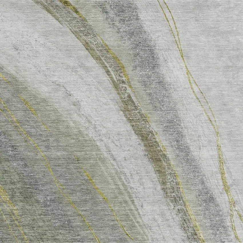 Artichoke Green And Gray Abstract Washable Indoor Outdoor Area Rug Photo 3