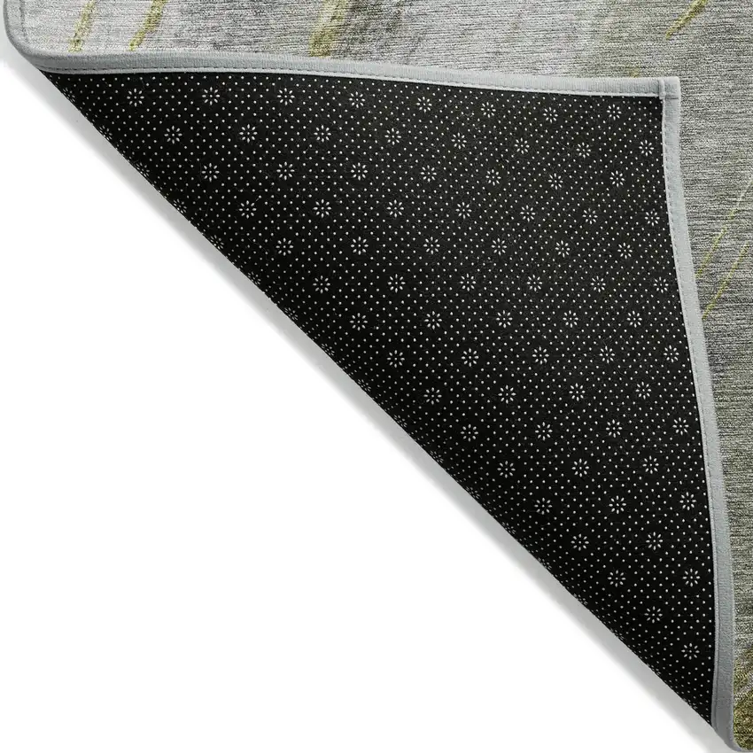 Artichoke Green And Gray Abstract Washable Indoor Outdoor Area Rug Photo 4