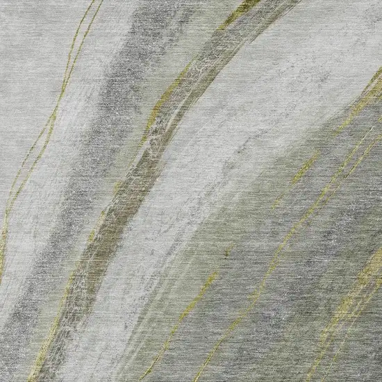 Artichoke Green And Gray Abstract Washable Indoor Outdoor Area Rug Photo 3