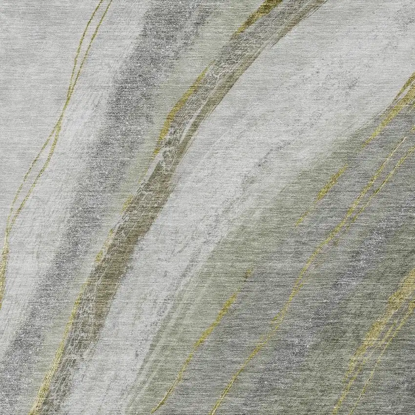 Artichoke Green And Gray Abstract Washable Indoor Outdoor Area Rug Photo 3