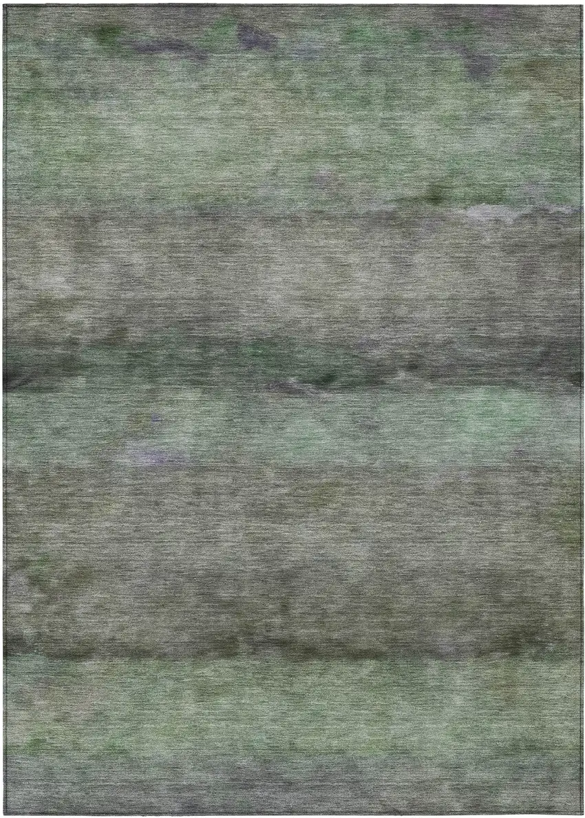 Artichoke Green And Gray Abstract Washable Indoor Outdoor Area Rug Photo 2