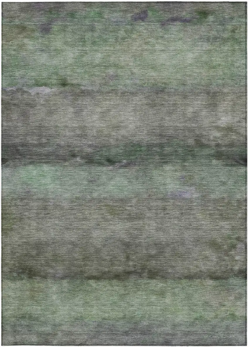 Artichoke Green And Gray Abstract Washable Indoor Outdoor Area Rug Photo 4