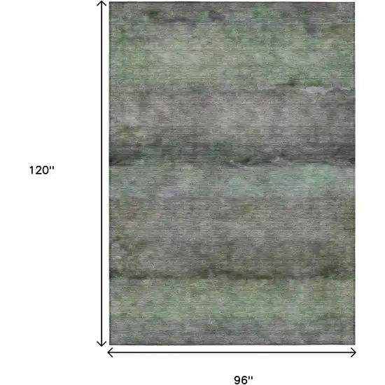 Artichoke Green And Gray Abstract Washable Indoor Outdoor Area Rug Photo 3