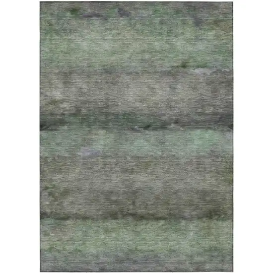 Artichoke Green And Gray Abstract Washable Indoor Outdoor Area Rug Photo 2
