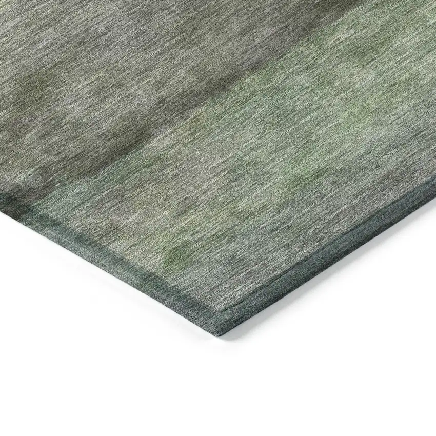 Artichoke Green And Gray Abstract Washable Indoor Outdoor Area Rug Photo 5