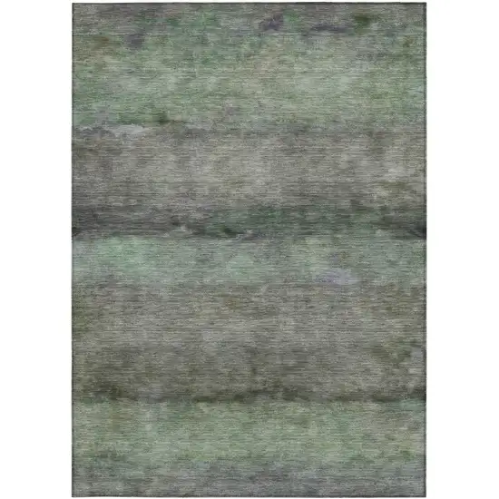 Artichoke Green And Gray Abstract Washable Indoor Outdoor Area Rug Photo 4