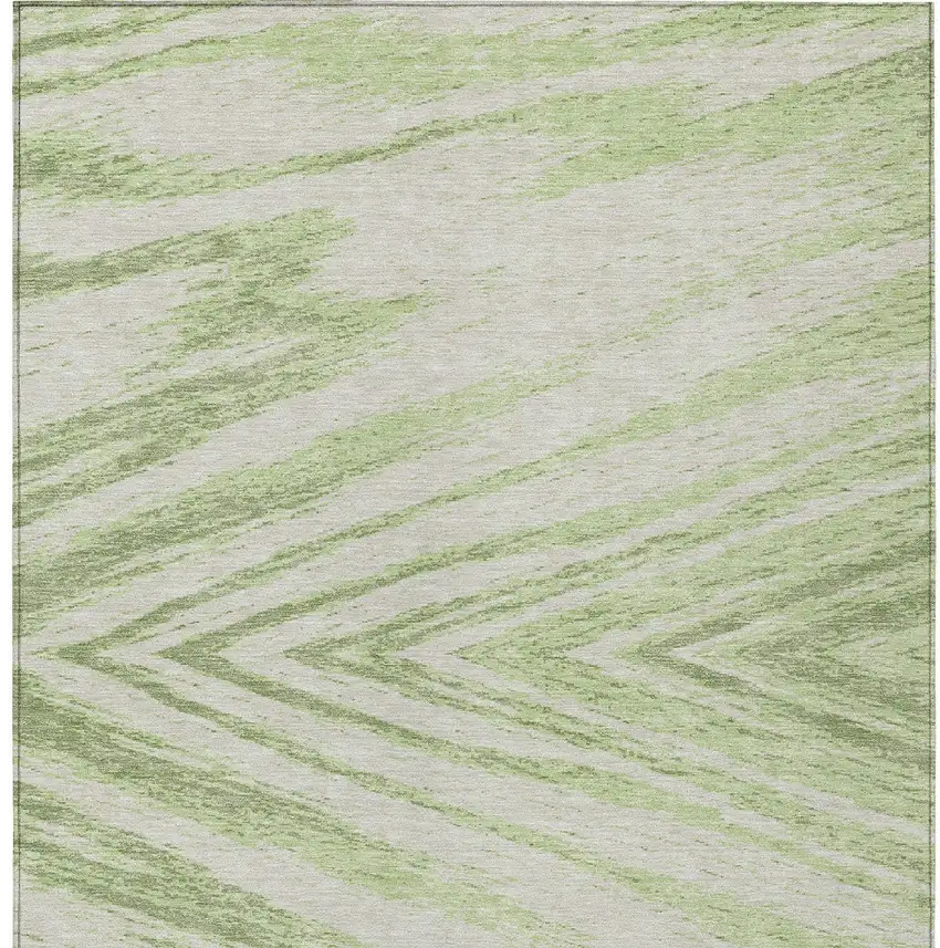 Artichoke Green And Gray Abstract Washable Indoor Outdoor Area Rug Photo 7