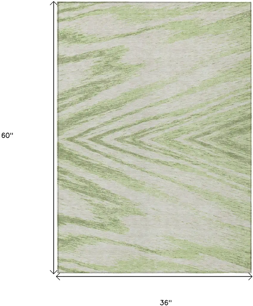 Artichoke Green And Gray Abstract Washable Indoor Outdoor Area Rug Photo 3