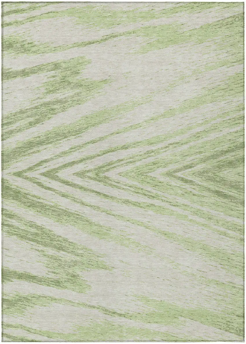 Artichoke Green And Gray Abstract Washable Indoor Outdoor Area Rug Photo 2