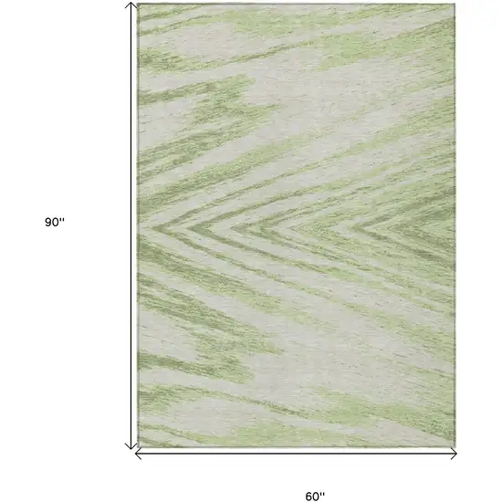 Artichoke Green And Gray Abstract Washable Indoor Outdoor Area Rug Photo 3