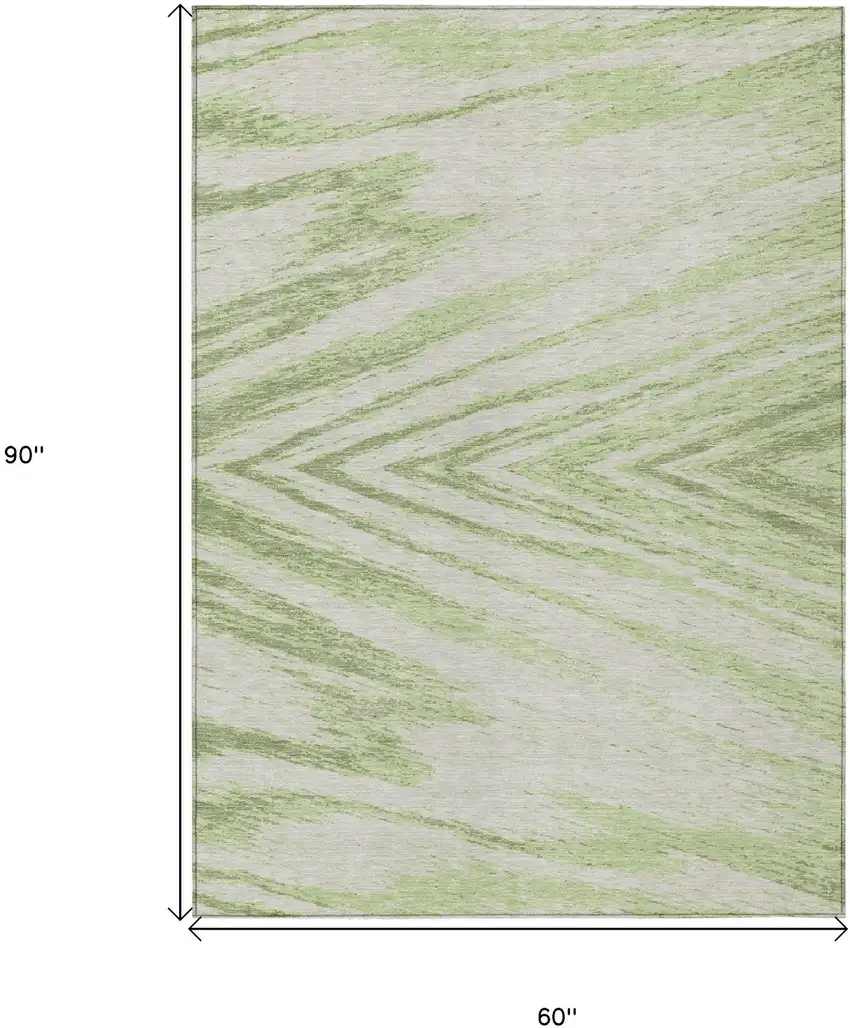 Artichoke Green And Gray Abstract Washable Indoor Outdoor Area Rug Photo 3