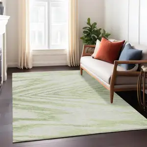 Photo of Artichoke Green And Gray Abstract Washable Indoor Outdoor Area Rug