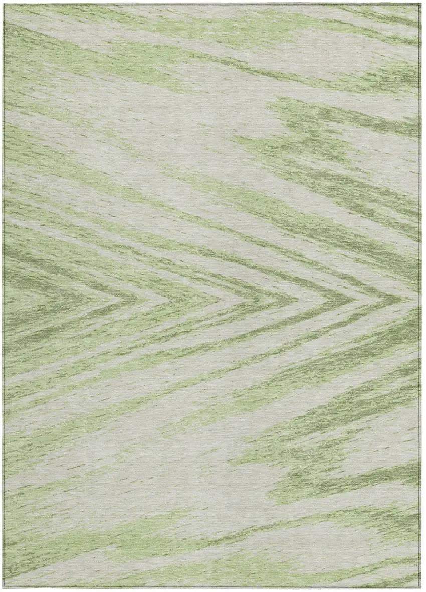 Artichoke Green And Gray Abstract Washable Indoor Outdoor Area Rug Photo 6