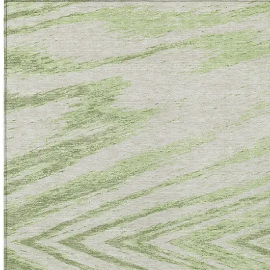 Artichoke Green And Gray Abstract Washable Indoor Outdoor Area Rug Photo 6