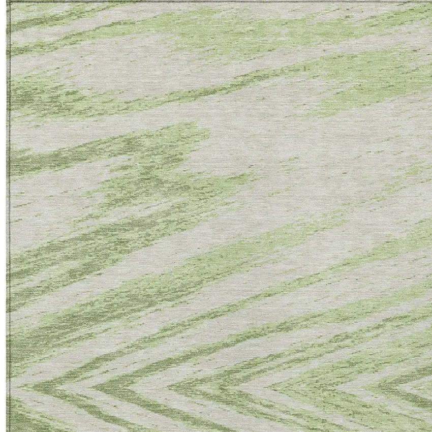 Artichoke Green And Gray Abstract Washable Indoor Outdoor Area Rug Photo 6