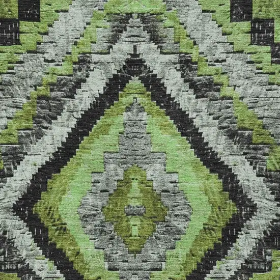 Artichoke Green And Gray Aztec Washable Indoor Outdoor Area Rug Photo 4