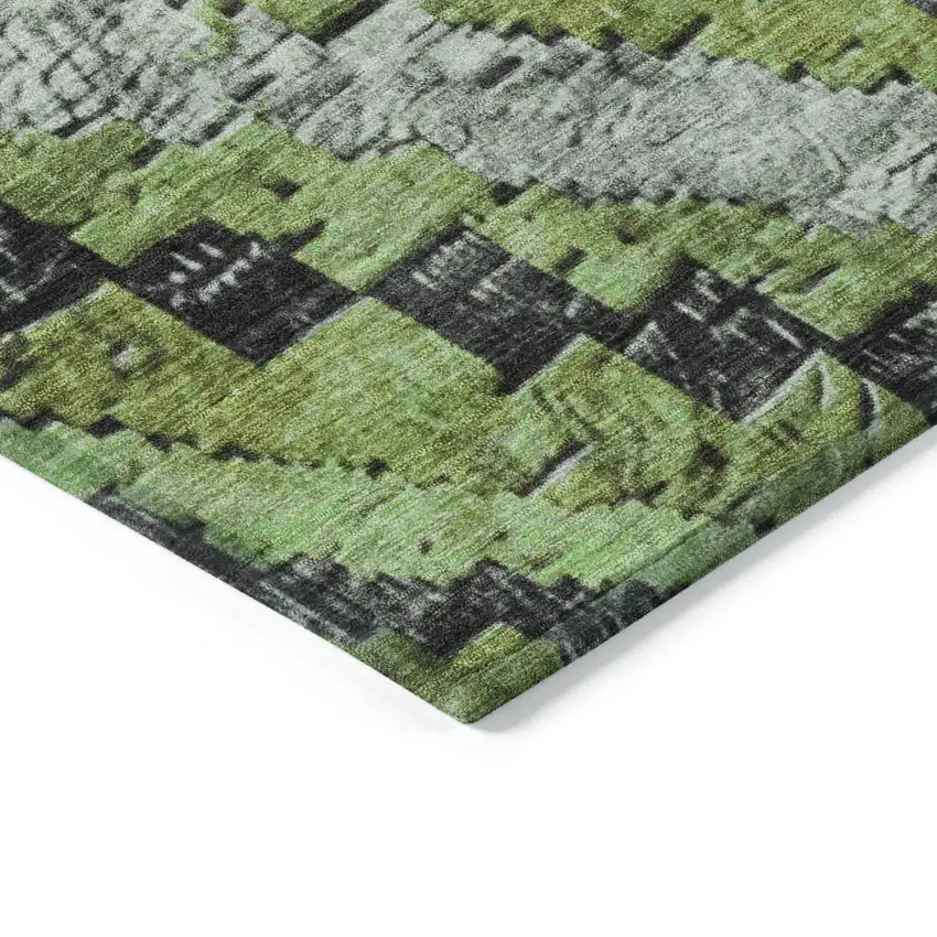 Artichoke Green And Gray Aztec Washable Indoor Outdoor Area Rug Photo 9
