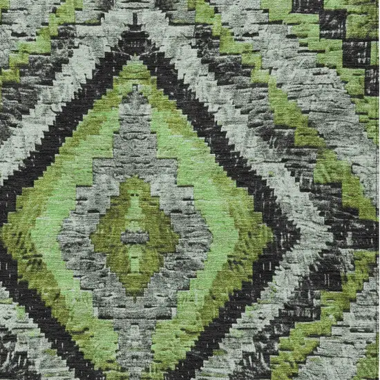 Artichoke Green And Gray Aztec Washable Indoor Outdoor Area Rug Photo 8