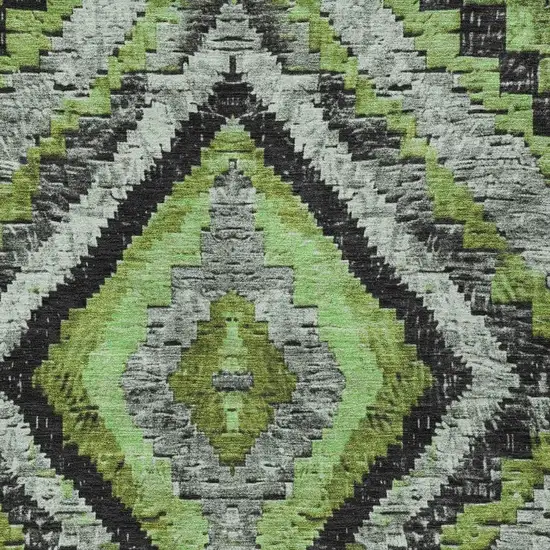 Artichoke Green And Gray Aztec Washable Indoor Outdoor Area Rug Photo 3