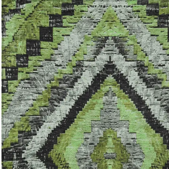 Artichoke Green And Gray Aztec Washable Indoor Outdoor Area Rug Photo 8