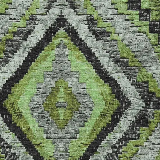 Artichoke Green And Gray Aztec Washable Indoor Outdoor Area Rug Photo 7
