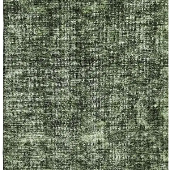 Artichoke Green And Gray Damask Washable Area Rug With UV Protection Photo 3