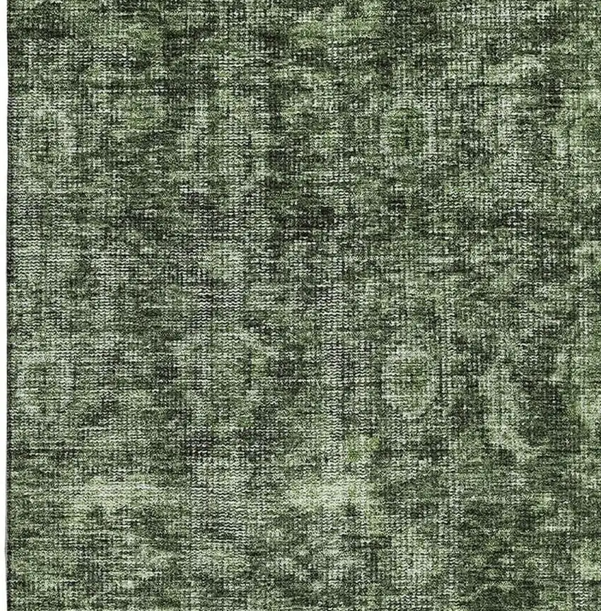 Artichoke Green And Gray Damask Washable Area Rug With UV Protection Photo 3
