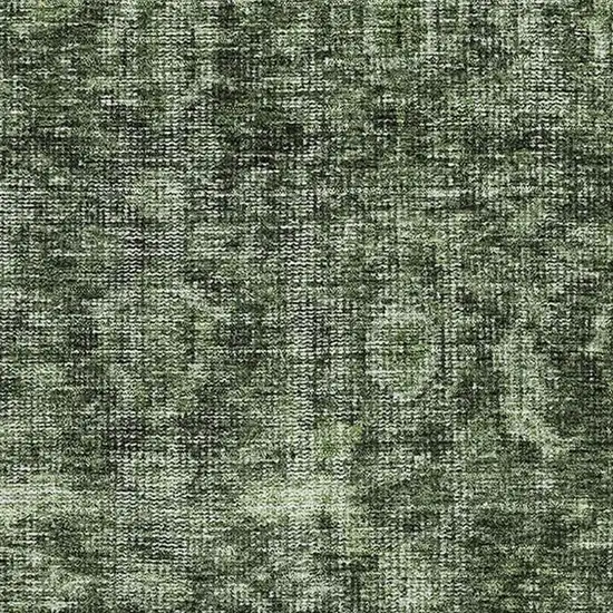 Artichoke Green And Gray Damask Washable Area Rug With UV Protection Photo 3