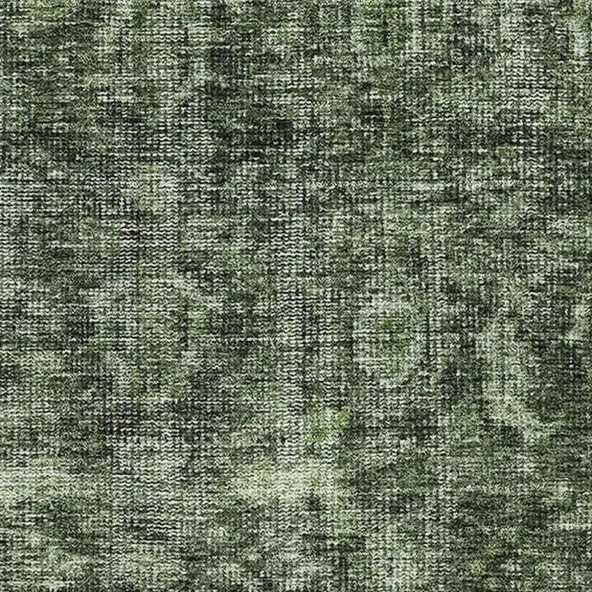 Artichoke Green And Gray Damask Washable Area Rug With UV Protection Photo 3