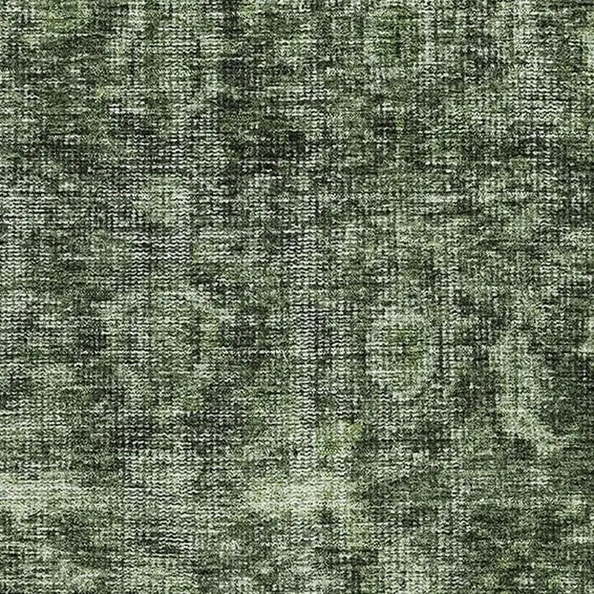 Artichoke Green And Gray Damask Washable Area Rug With UV Protection Photo 2