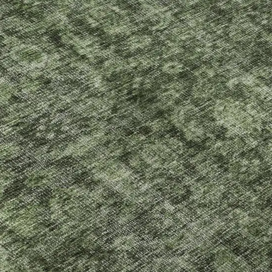 Artichoke Green And Gray Damask Washable Area Rug With UV Protection Photo 9