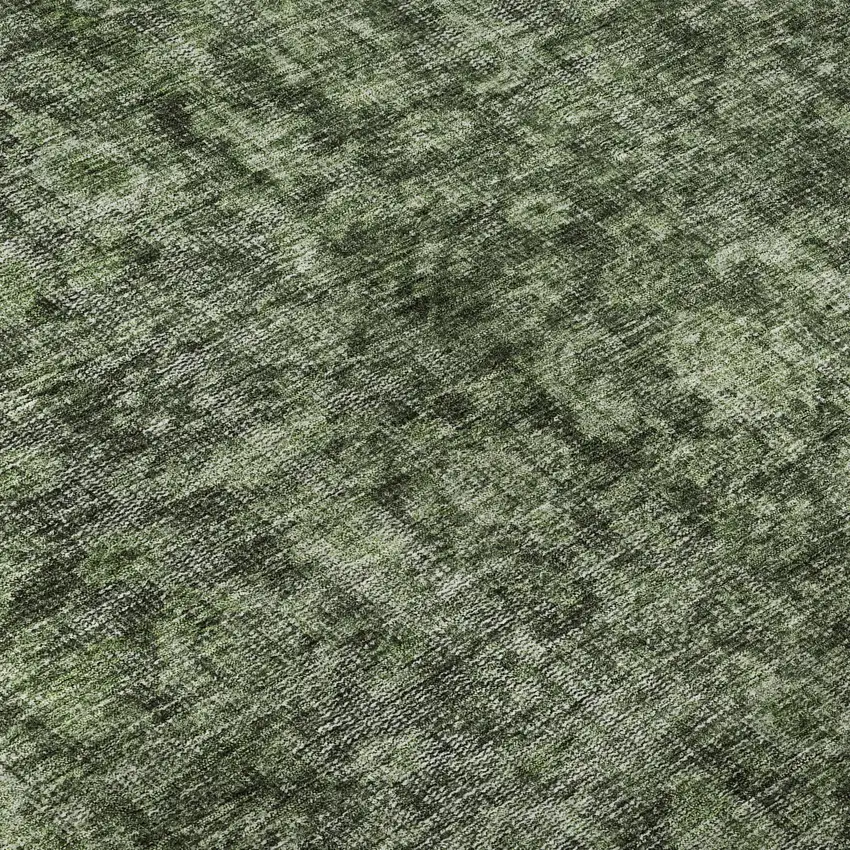 Artichoke Green And Gray Damask Washable Area Rug With UV Protection Photo 8